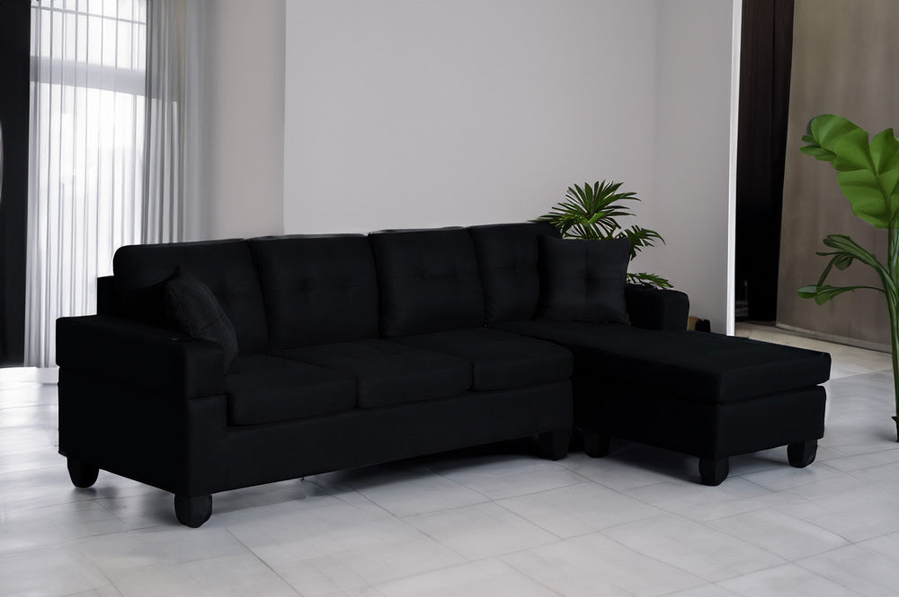 T1239 Reversible Chaise Sectional Sofa – Grey Linen, 93″W x 58″D