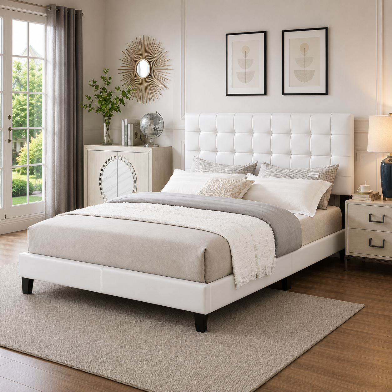 T2114 Adjustable Headboard Bed White – FurniturCa Canada