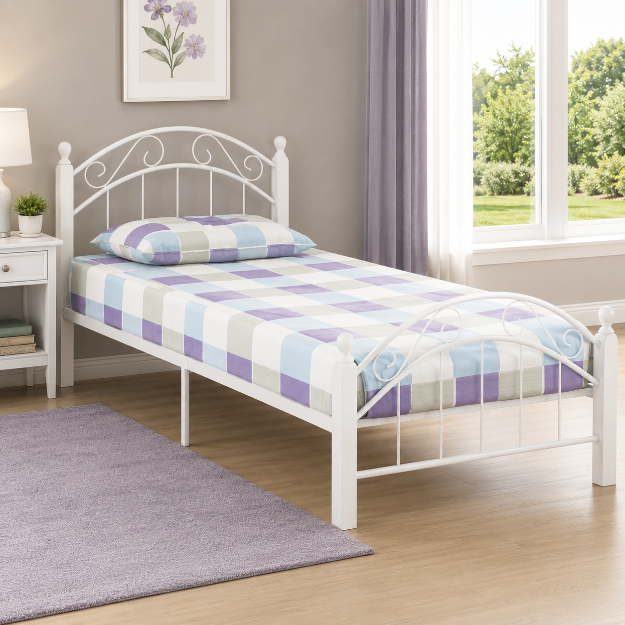 T2320 Platform Bed White Metal – FurniturCa Canada