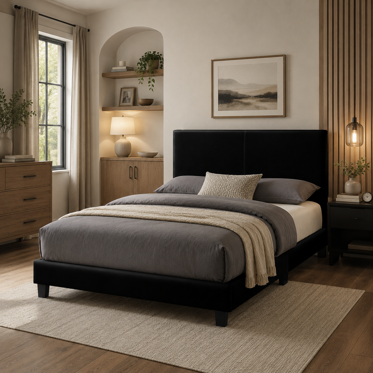 T2110 Adjustable Headboard Bed Espresso – Canadian Bedroom Furniture | FurniturCa