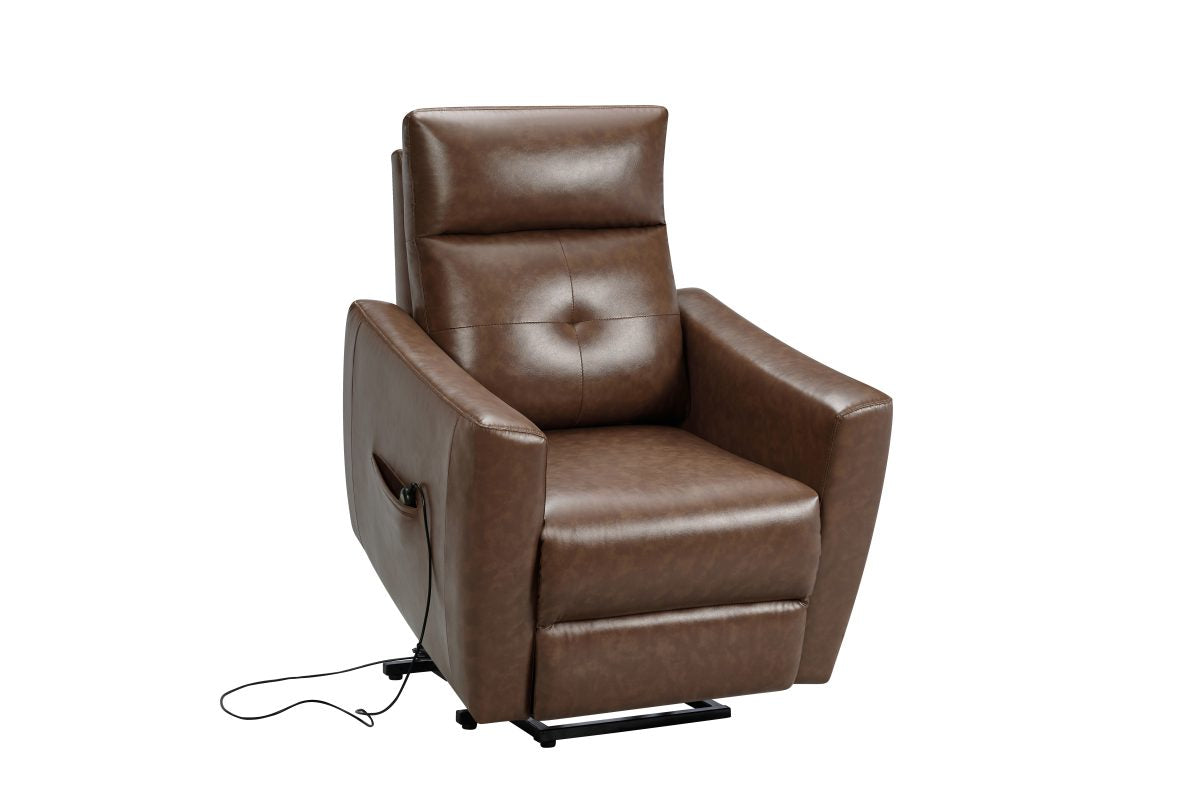 T1032 cognac power lift recliner chair reclined position - FurniturCa Toronto