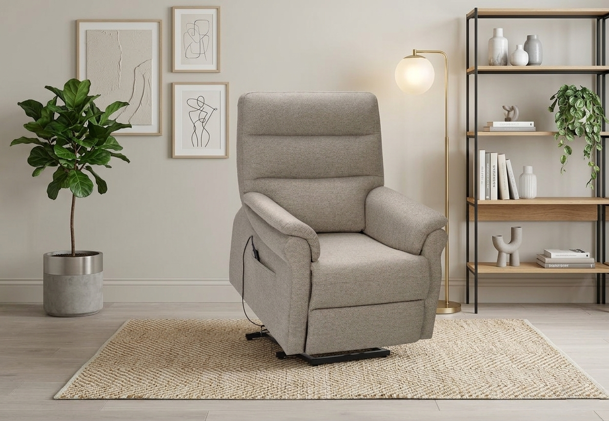 T1031 power lift recliner chair in oatmeal fabric - FurniturCa Toronto