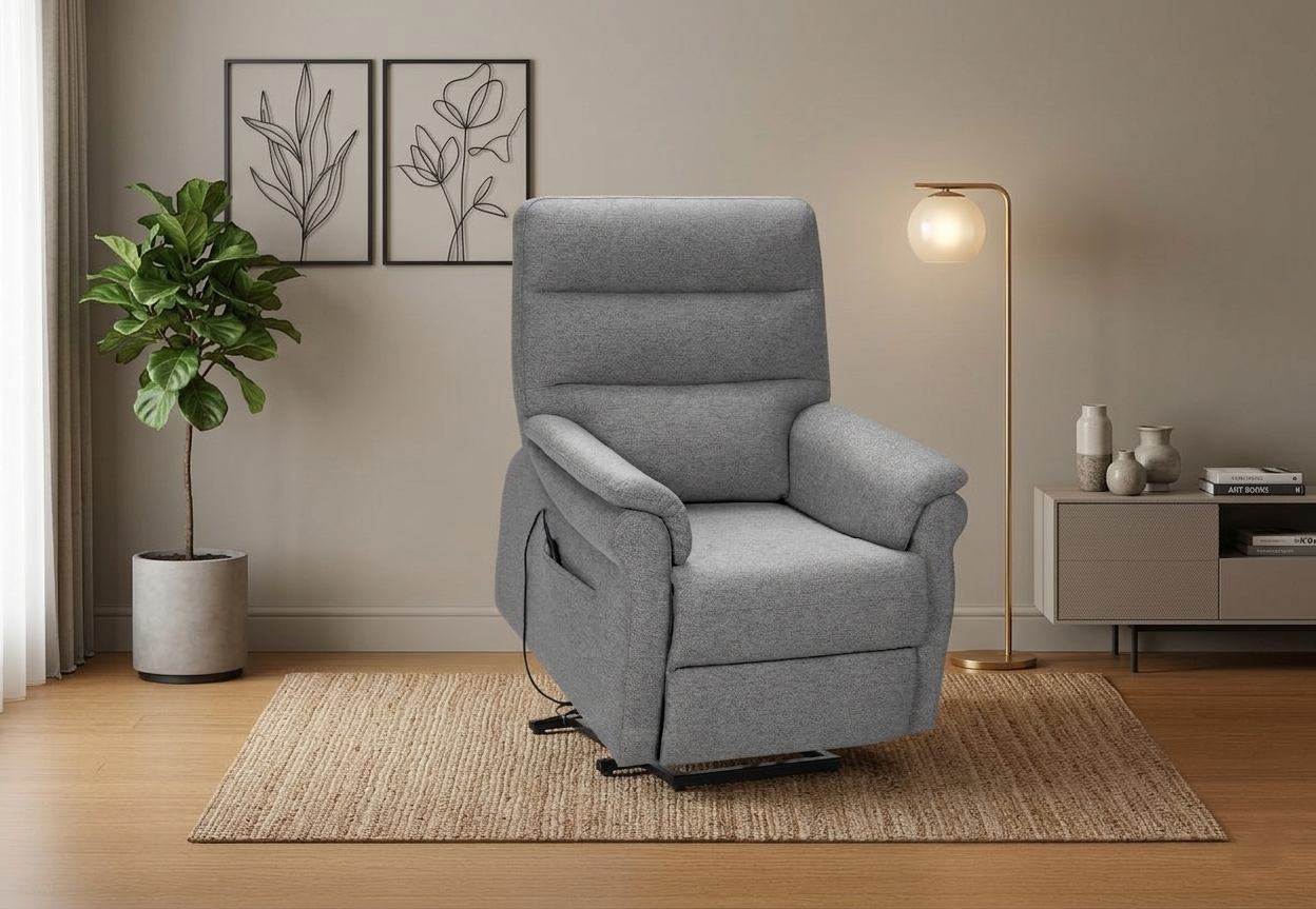 T1031 power lift recliner chair in grey fabric - FurniturCa Toronto
