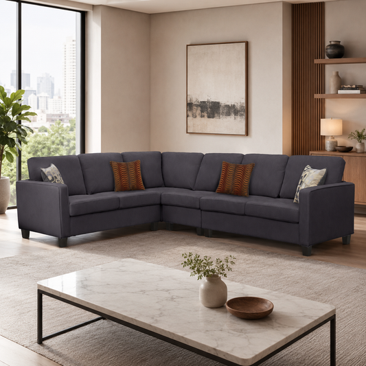 T1235 Reversible Sectional Sofa Grey Chenille 106W – Furniture Canada | FurniturCa