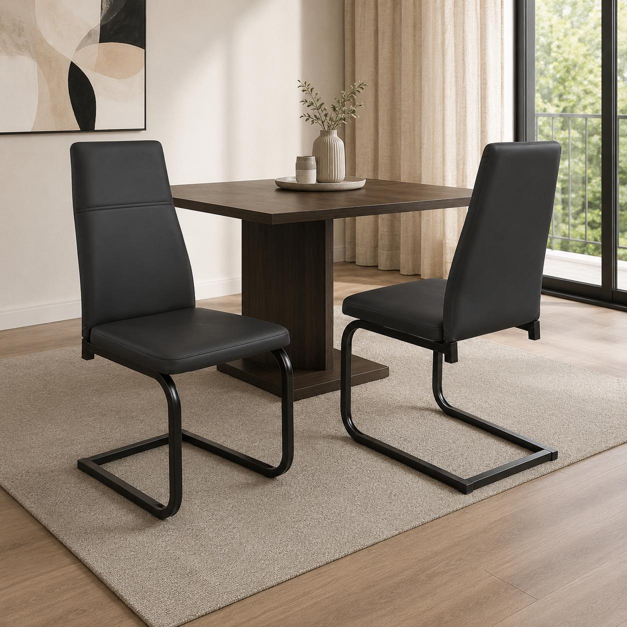 T210 dining chair, set of 2, in black