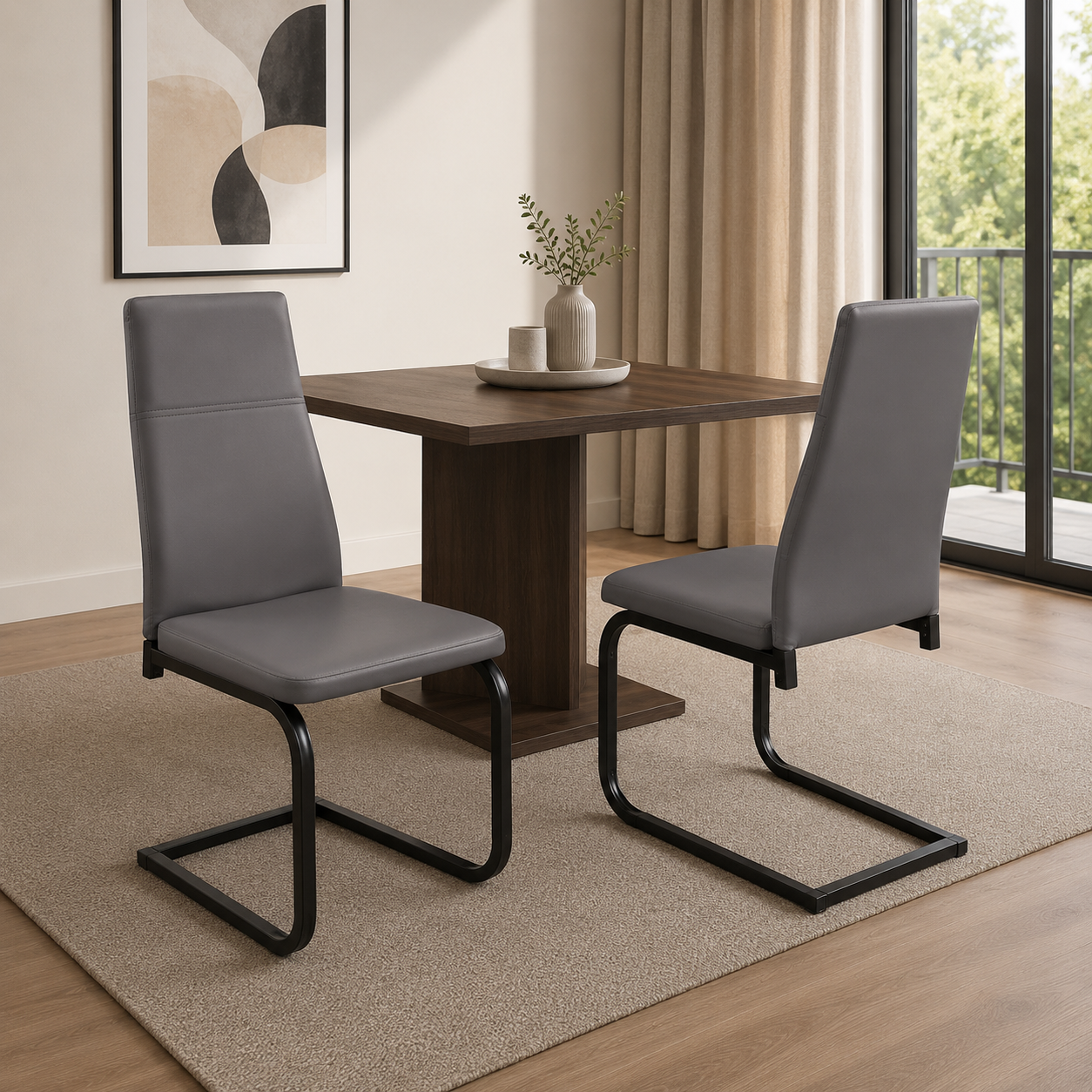T210 dining chair, set of 2, in grey