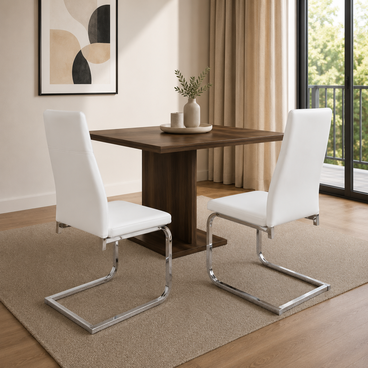 T210 dining chair, set of 2, in white