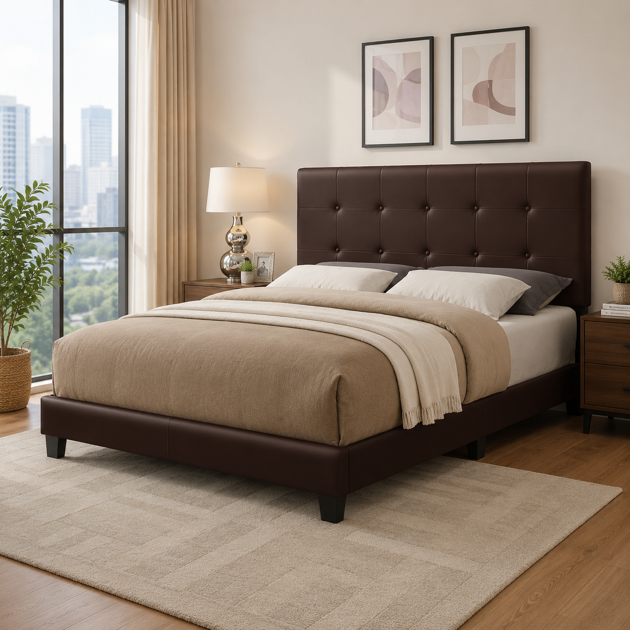 T2113 Adjustable Headboard Bed Espresso – FurniturCa Canada