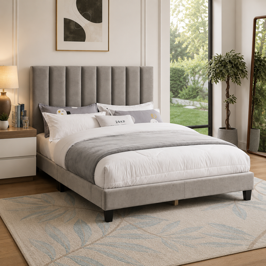 T2118 Adjustable Headboard Bed Grey – FurniturCa Canada
