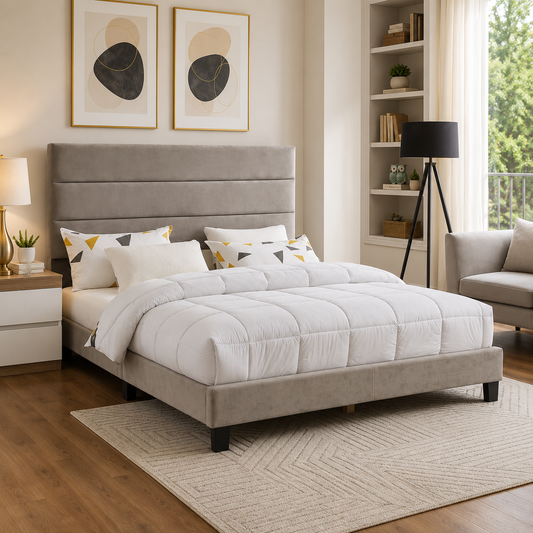 T2119 Adjustable Headboard Bed Grey – FurniturCa Canada