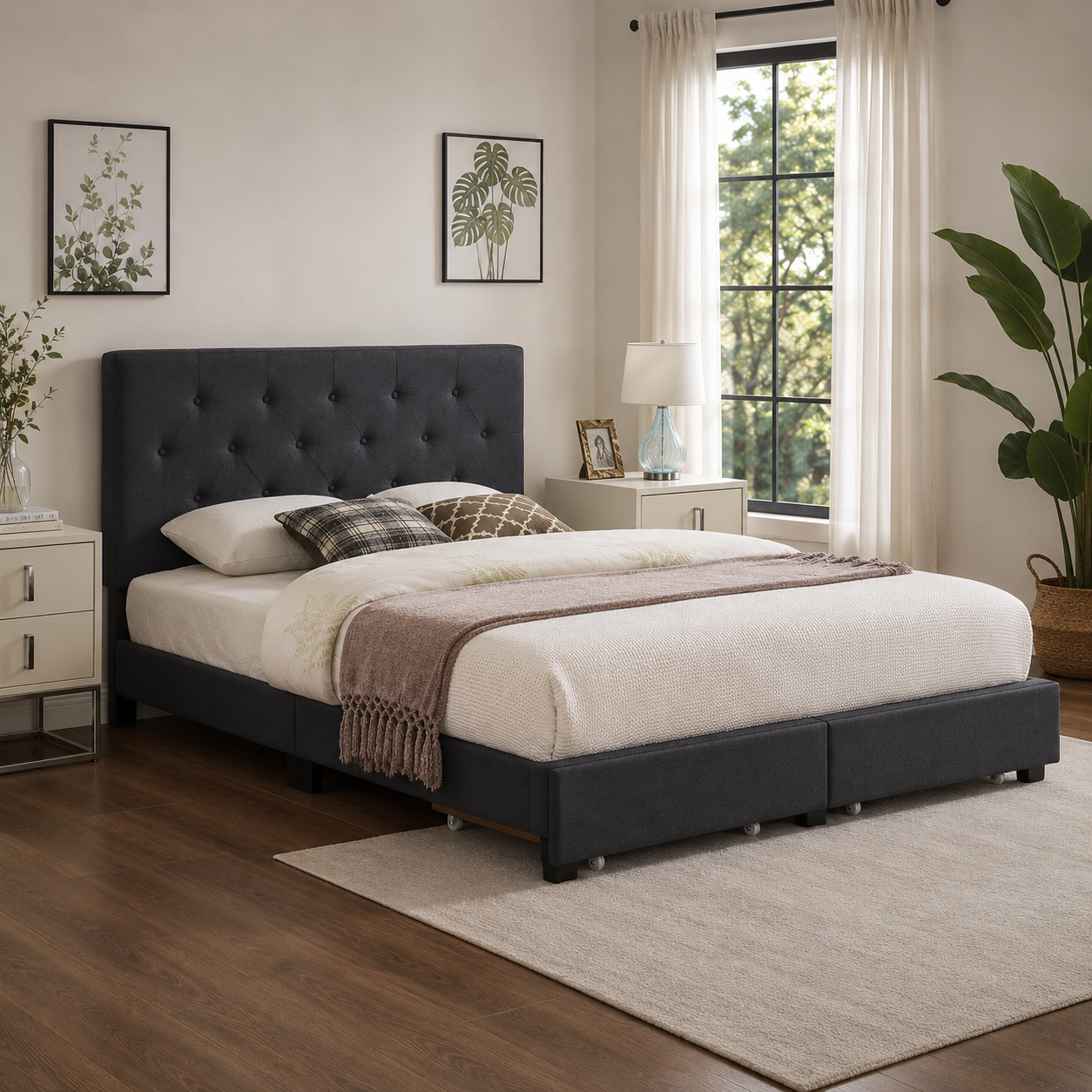 T2125 Platform Storage Bed Charcoal – Bedroom Furniture Canada | FurniturCa