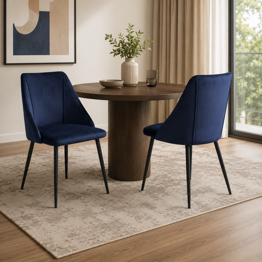 T212 velvet dining chair, set of 2, in blue