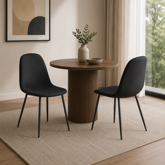 T215 velvet dining chair, set of 4, in black