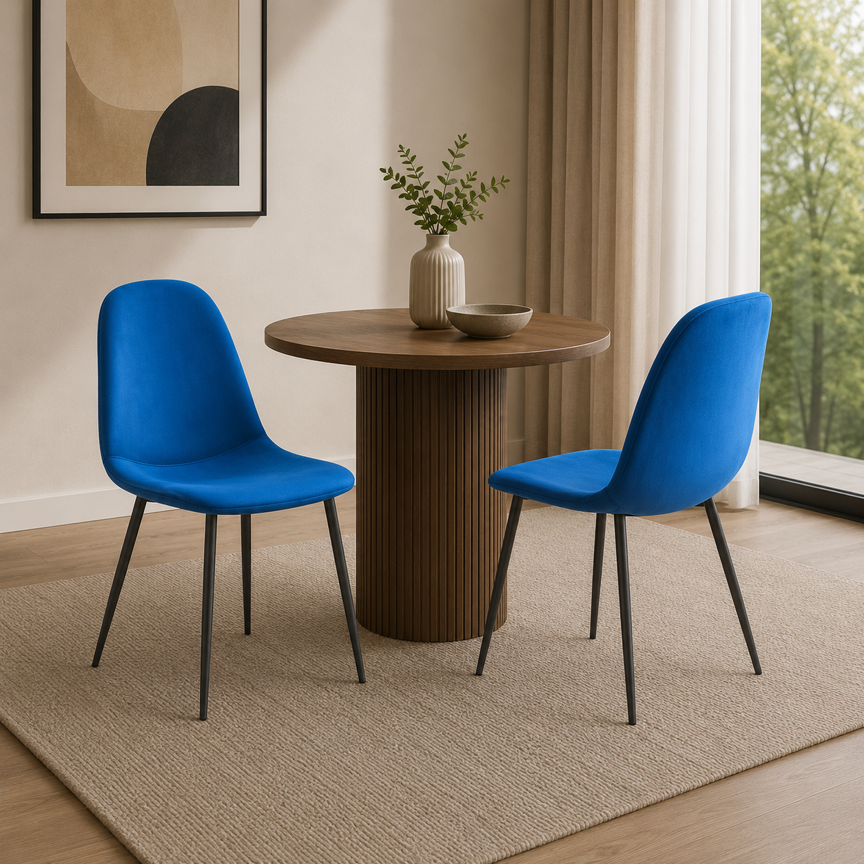 T215 velvet dining chair, set of 4, in blue