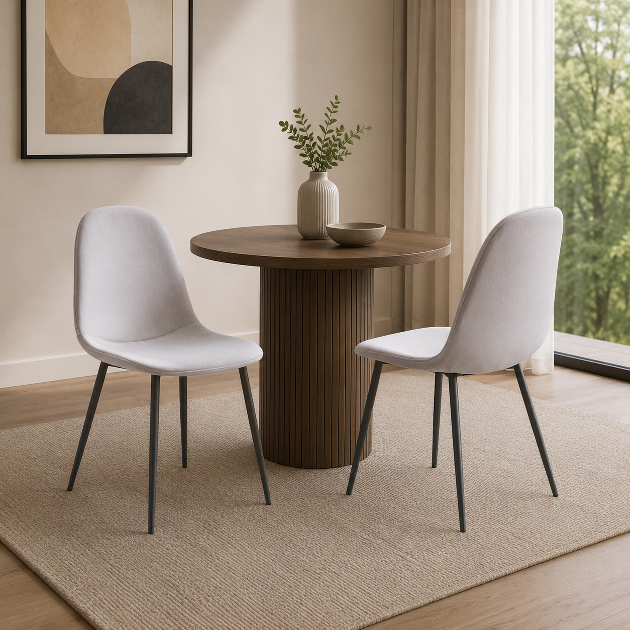 T215 velvet dining chair, set of 4, in grey