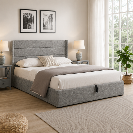 T2160 Platform Bed with Storage Grey – FurniturCa Canada