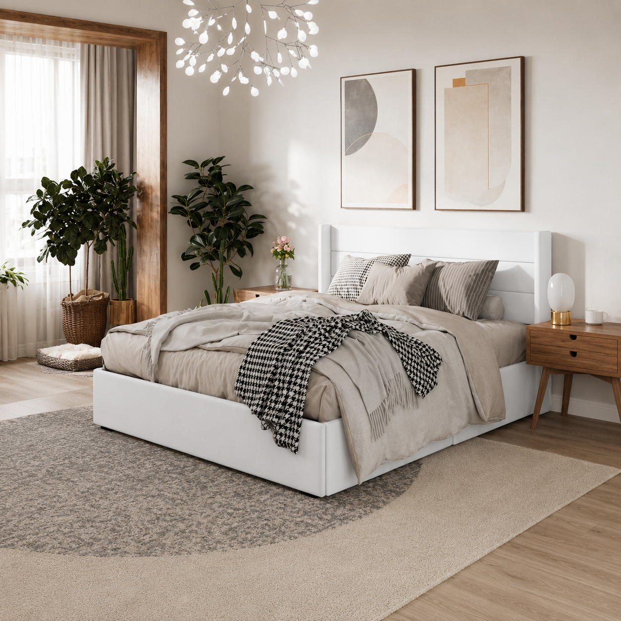 T2160 Platform Bed with Storage White – FurniturCa Canada
