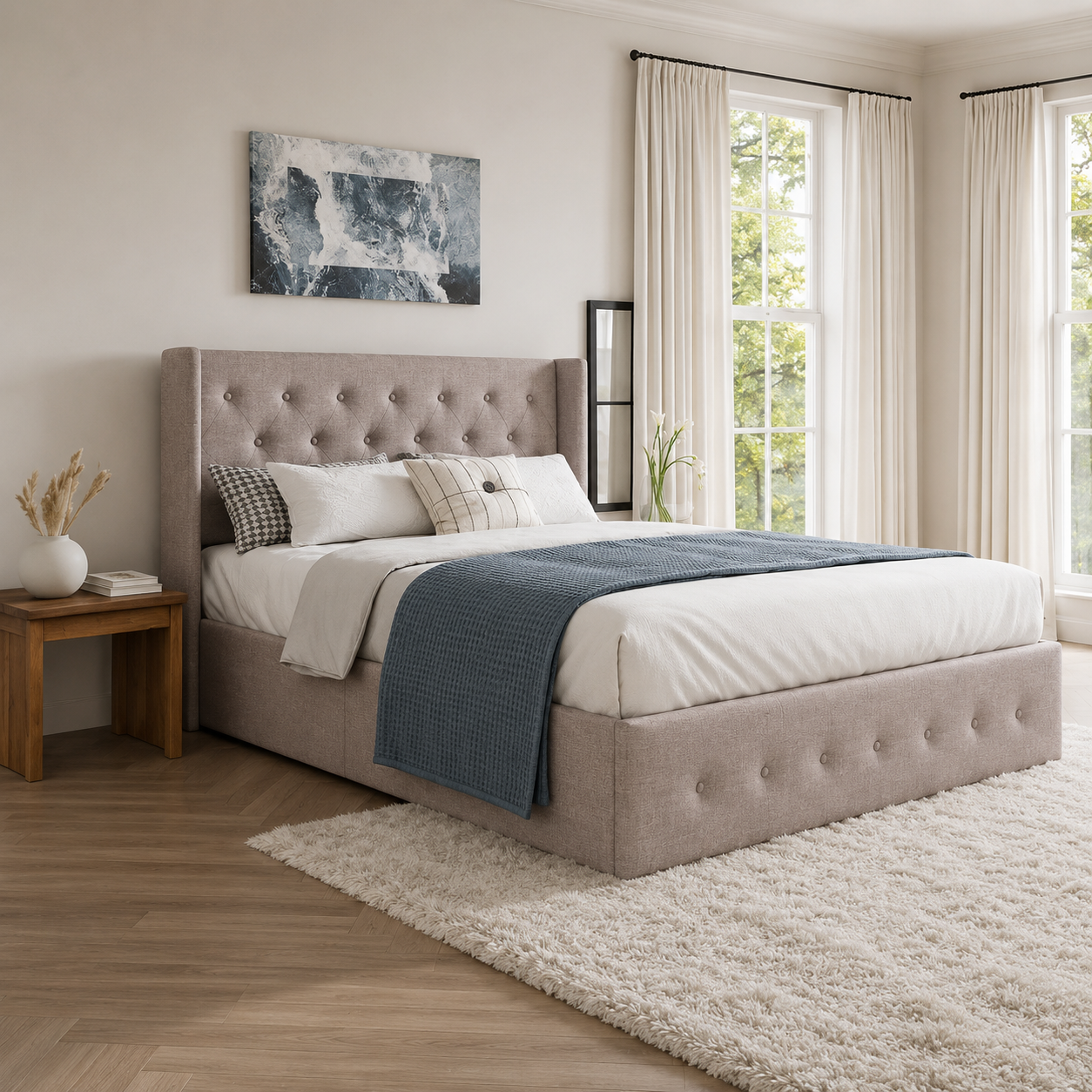 T2162 Storage Bed Grey Linen – Bedroom Furniture Canada | FurniturCa