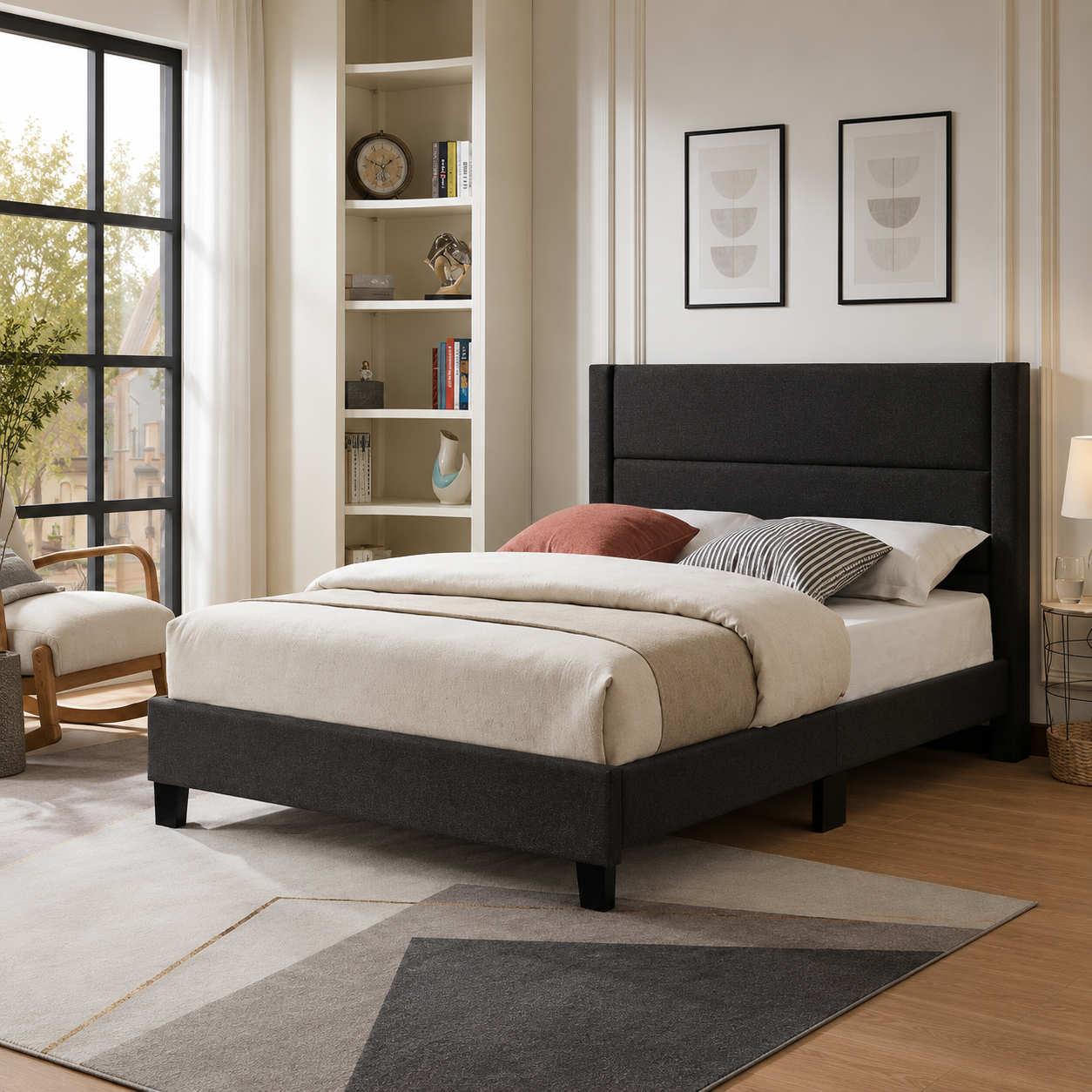 T2175 Platform Bed Grey Leatherette – Buy Bed Canada | FurniturCa