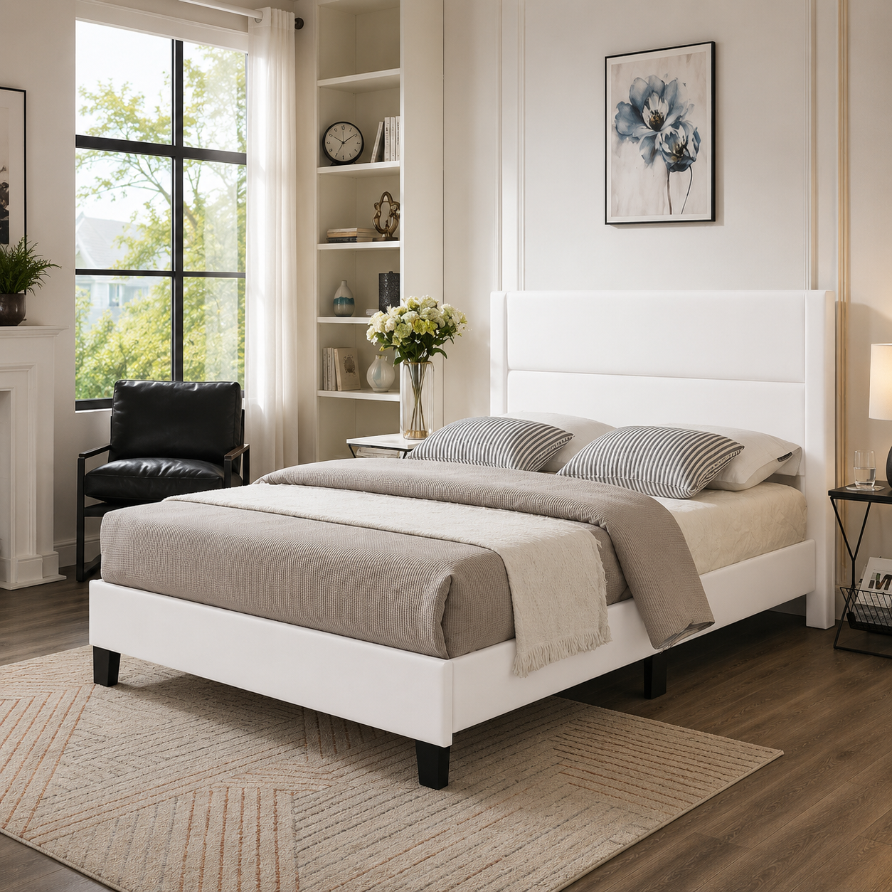 T2178 Storage Platform Bed Light Grey – Adjustable Headboard | FurniturCa Canada