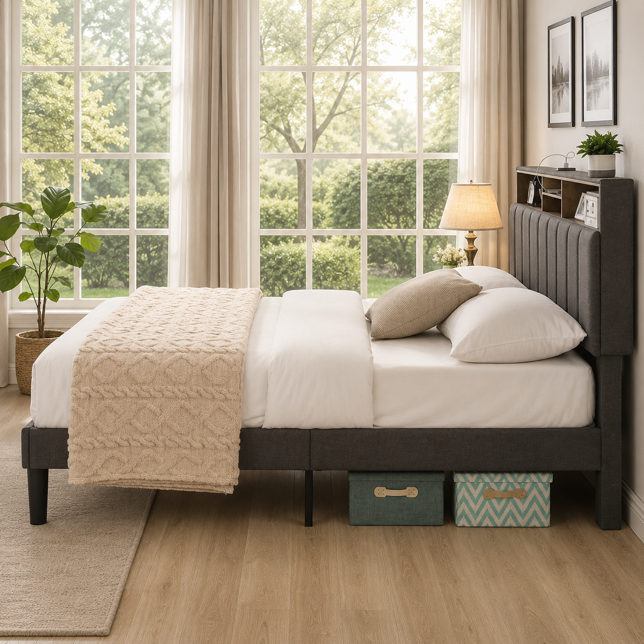 T2178 Storage Platform Bed Grey – Side Detail | FurniturCa Canada