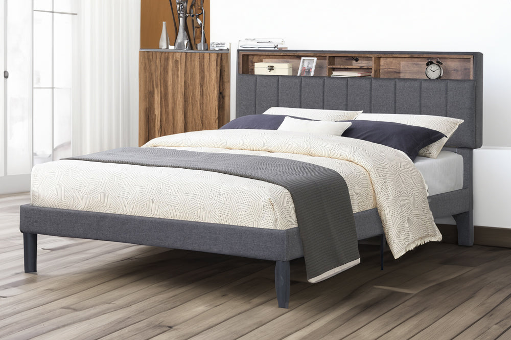 Platform Bed With Storage and ajustable headboard T2178