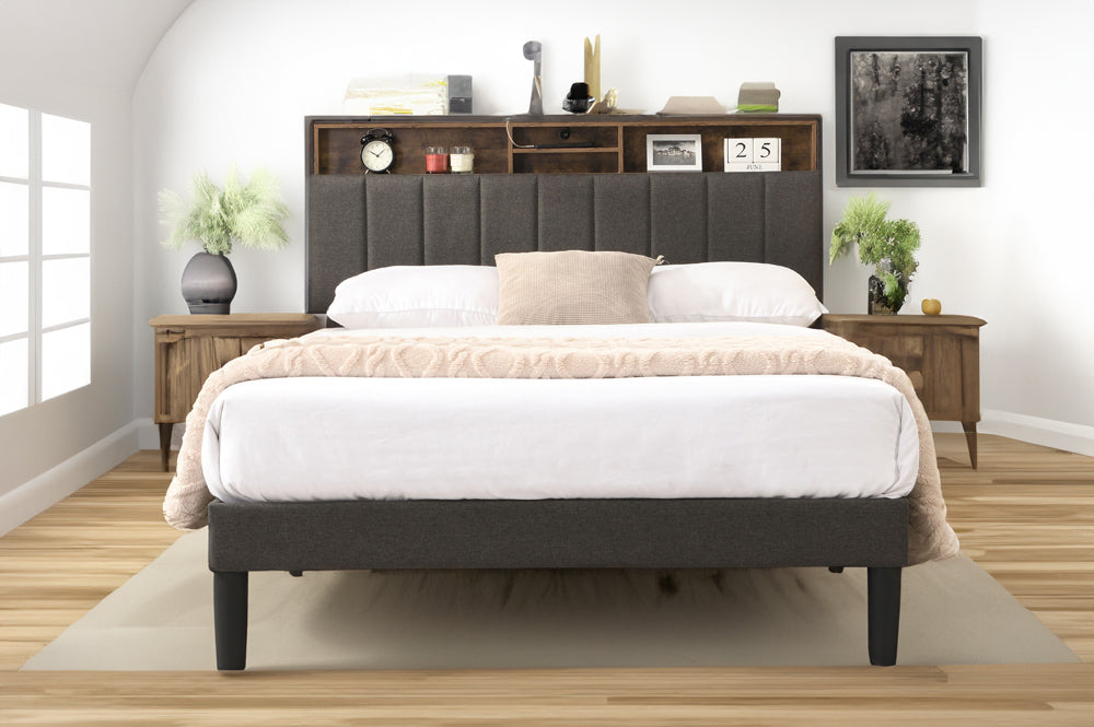 Platform Bed With Storage and ajustable headboard T2178
