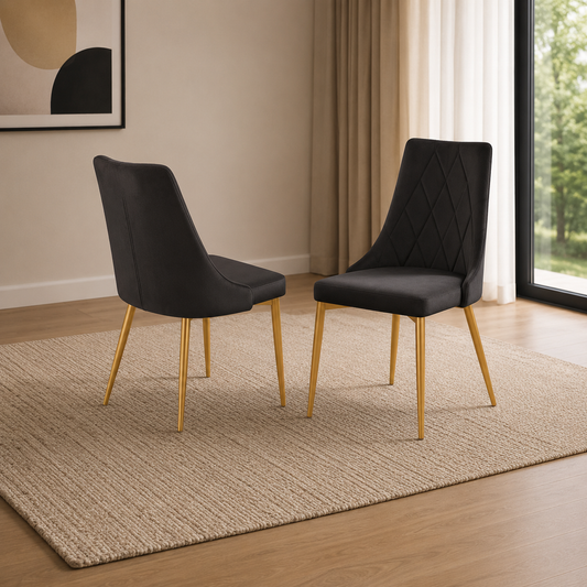 T219 dining chair, set of 4, in black velvet