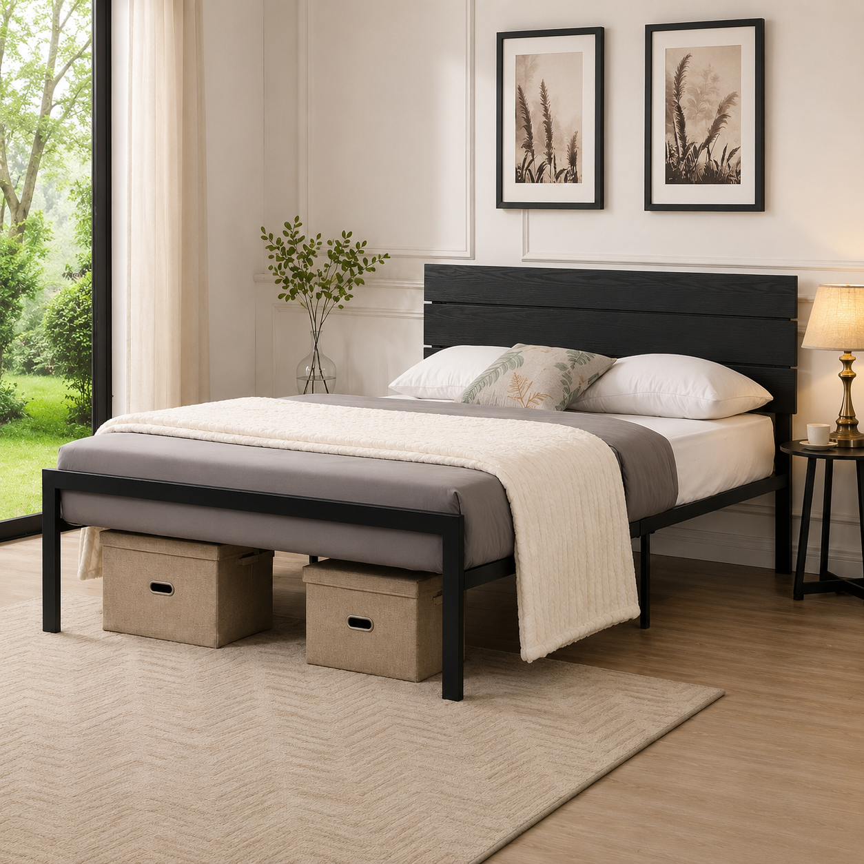 T2205 Platform Bed Black Metal – FurniturCa Canada