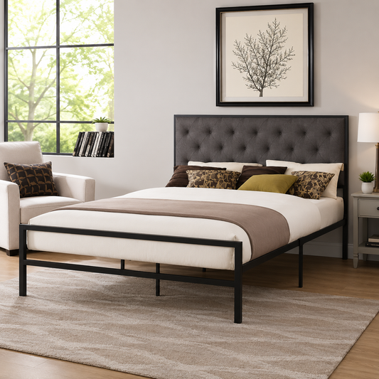 T2208 Platform Bed Grey – FurniturCa Canada