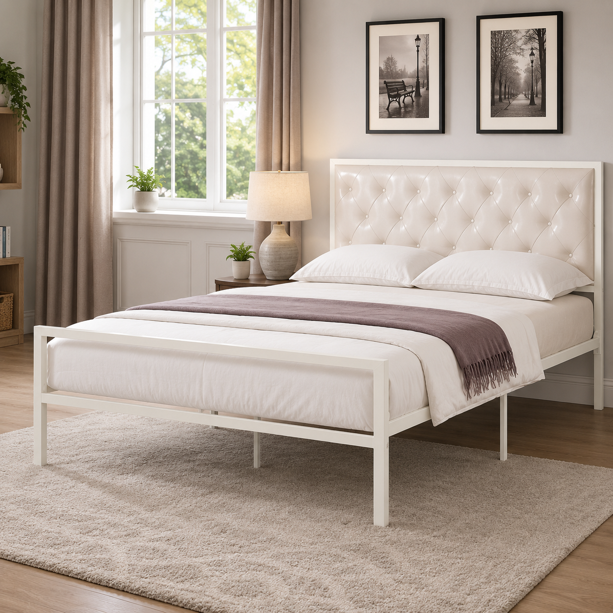 T2208 Platform Bed White – Bedroom Furniture Canada | FurniturCa