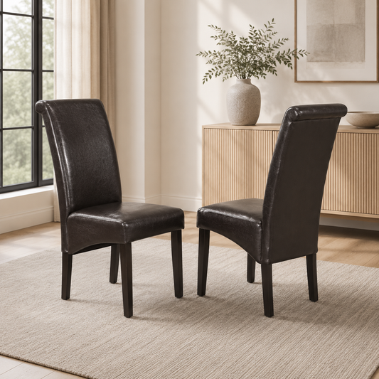 T220 Parsons chair in espresso bonded leather, set of 2