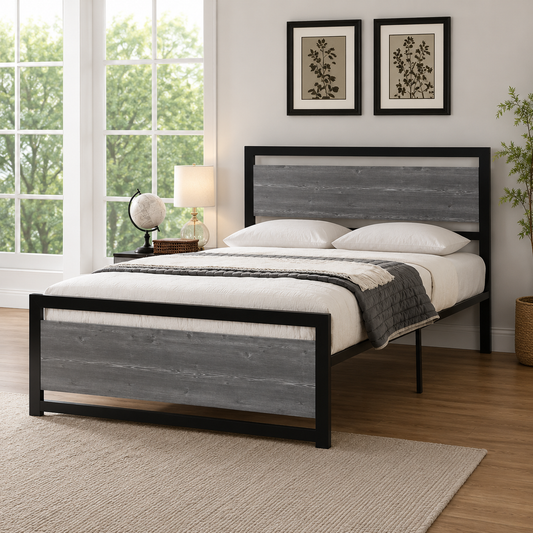 T2233 Platform Bed Black Metal – FurniturCa Canada