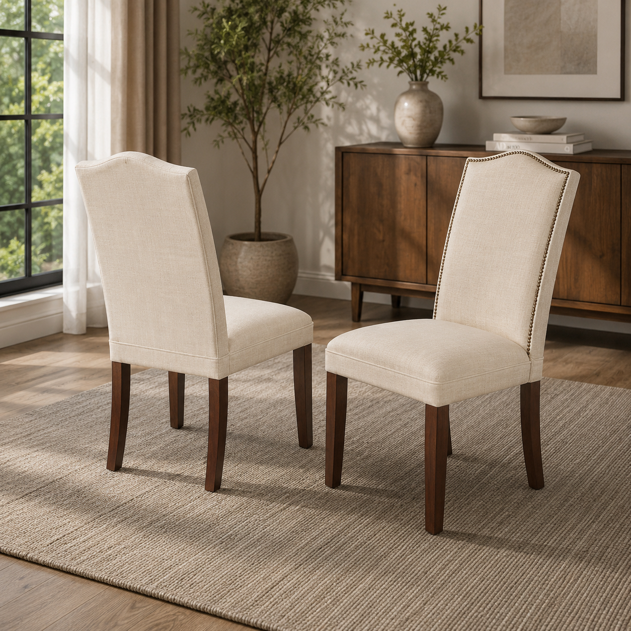 T230 Parsons chair in beige linen fabric, set of 2