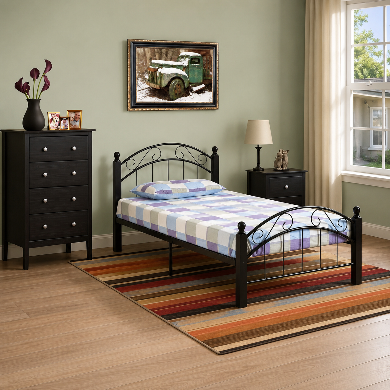 T2320 Platform Bed Black Metal – FurniturCa Canada