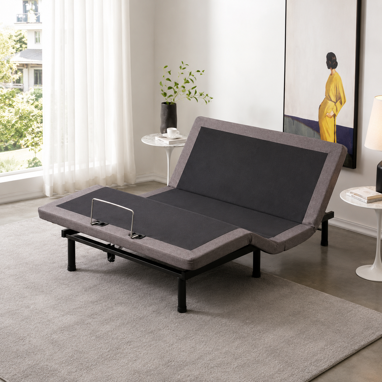 T670 Electric Adjustable Bed Grey Linen – Canadian Bedroom Furniture | FurniturCa